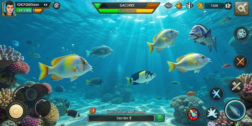 Tampilan gameplay GACORX yang menarik dengan aksi Tembak Ikan.
