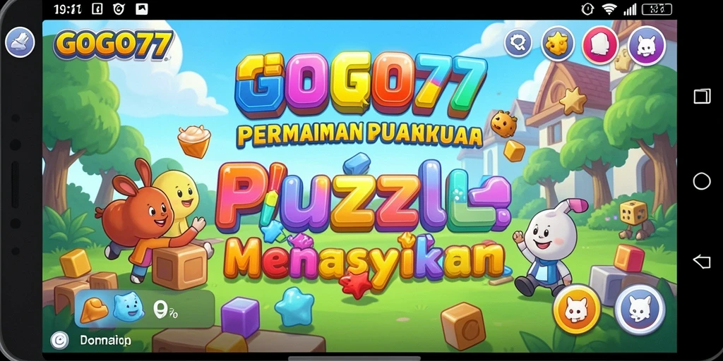 Screenshot utama menampilkan pemain menyelesaikan puzzle seru di GOGO77.