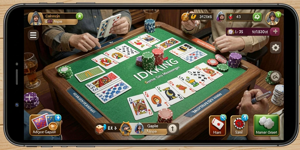 Screenshot gameplay Gaple IDRKING yang menarik dan menawan.
