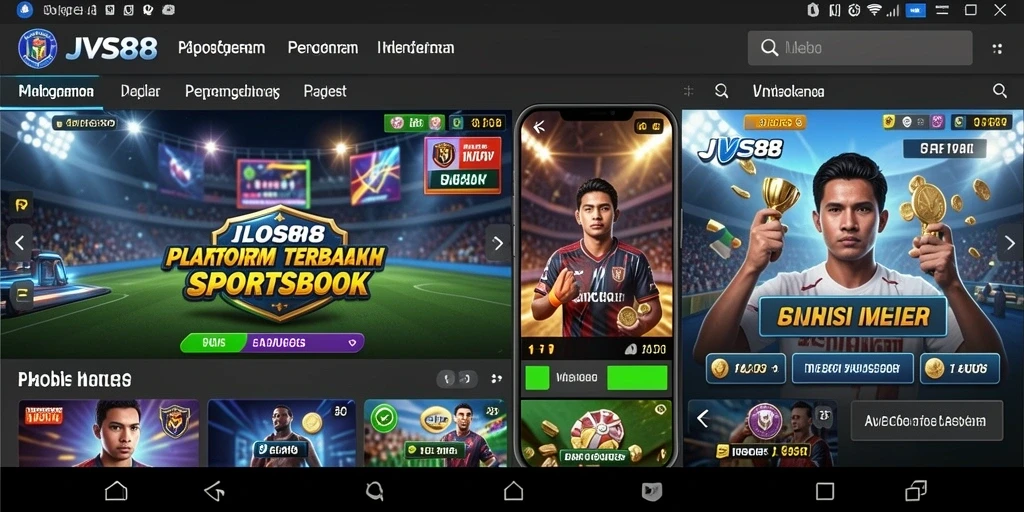 Tampilan utama JVS88 yang menunjukkan pilihan taruhan Sportsbook.