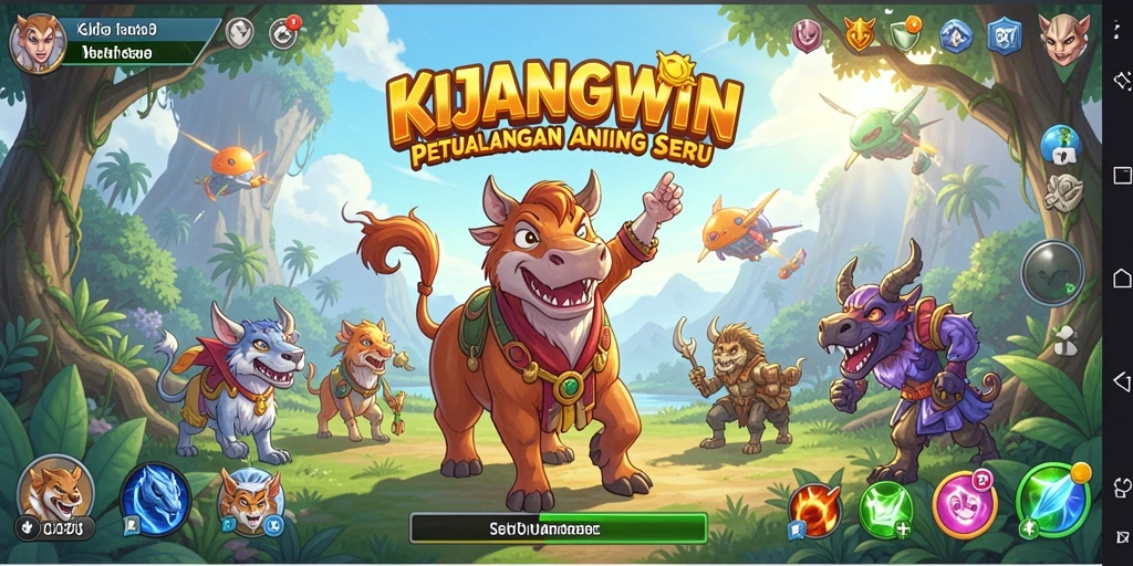 Tangkapan layar utama KIJANGWIN menampilkan karakter dalam aksi petualangan.