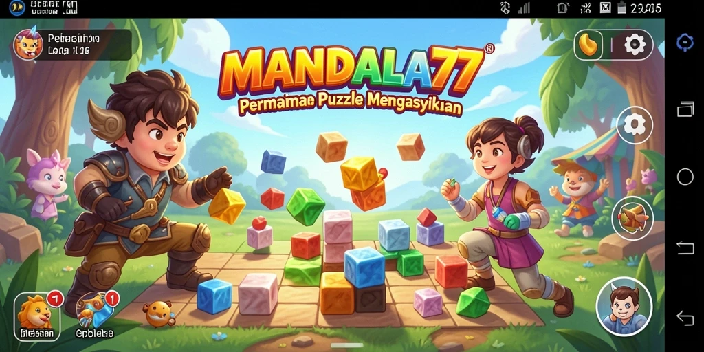 Tampilan gameplay <strong>MANDALA77</strong> yang menarik dengan berbagai teka-teki.