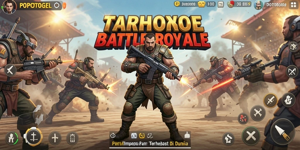 Tampilan menarik dari gameplay intens di POPOTOGEL Battle Royale.