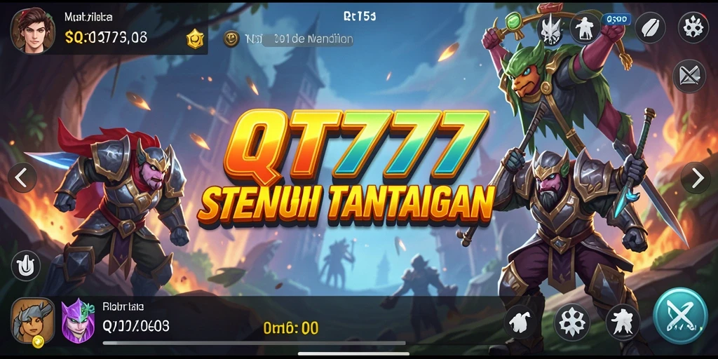 Tangkapan layar utama QT777 menampilkan aksi strategi yang menegangkan.