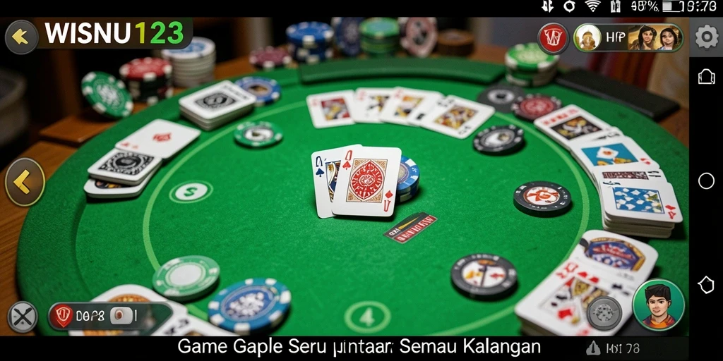 Tampilan gameplay Gaple yang menarik dalam WISNU123.